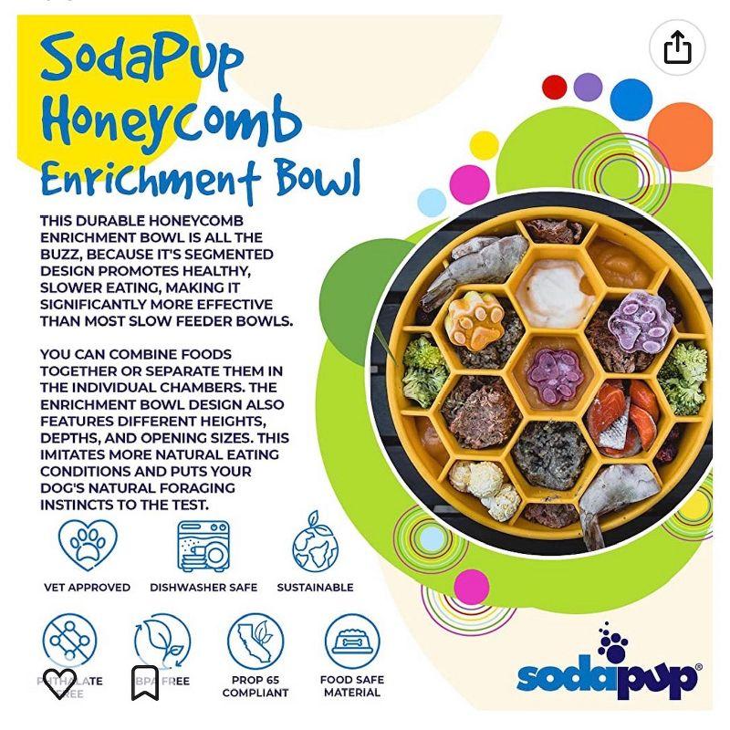 Honeycomb Design eBowl Enrichment Slow Feeder Bowl for Dogs Yellow large