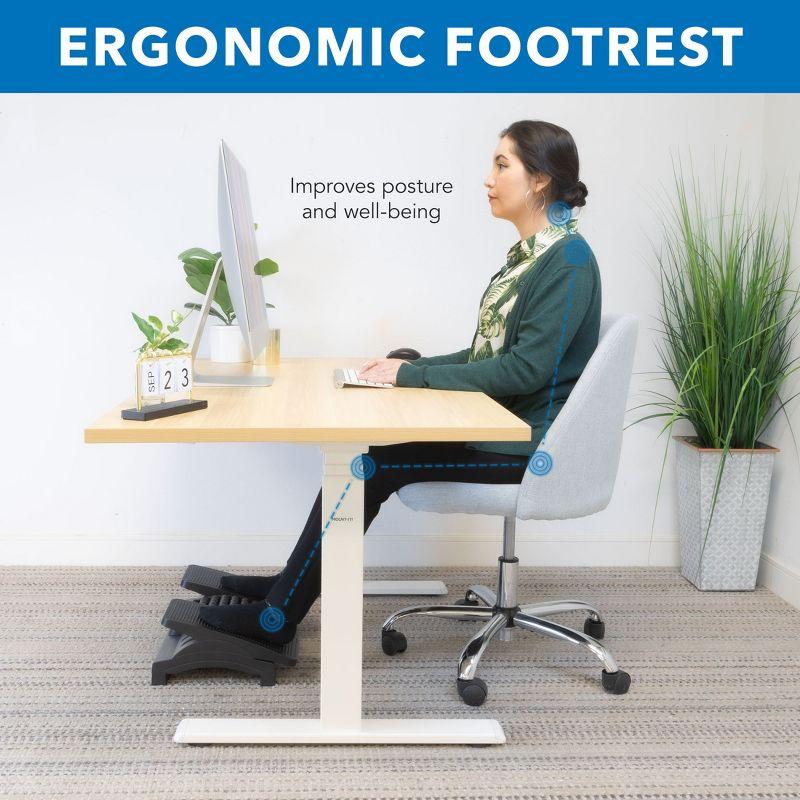 Mount-It! Ergonomic Footrest, Tilt Adjustable Individual Platforms, Height Adjustable Foot Rest with Massage Surface, Under Desk Foot Stool for Office