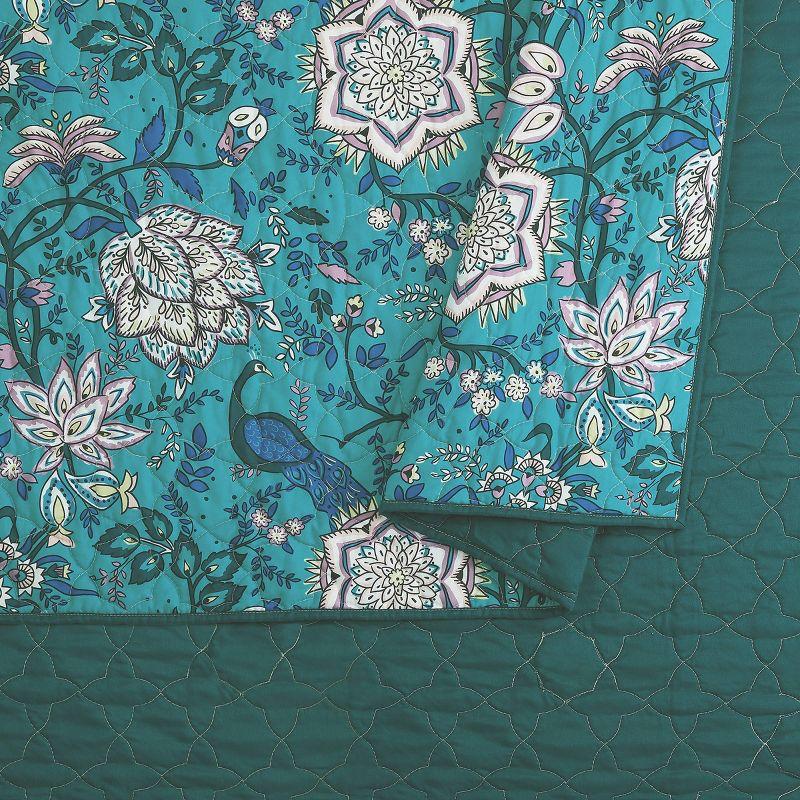 Vera Bradley 3pc Peacock Garden Quilt Set Blue