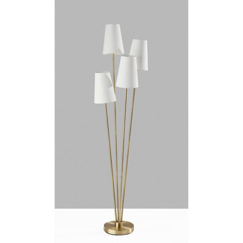 Wentworth Floor Lamp Natural - Adesso: Asymmetrical 4-Arm, Mid-Century Modern Design, Off-White Shades