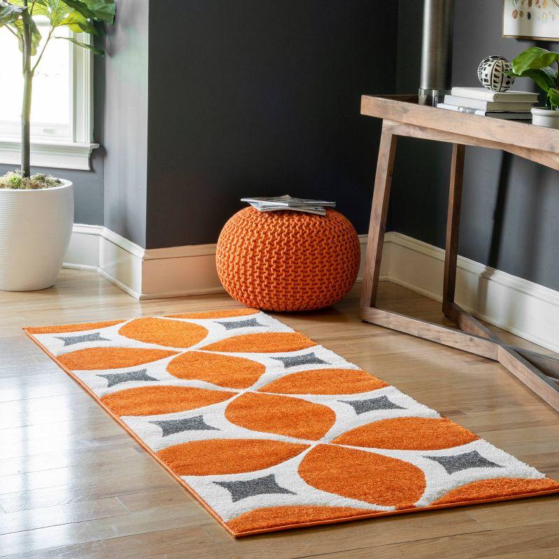 Handmade Tufted Deep Orange Synthetic Runner Rug, 32x6 in