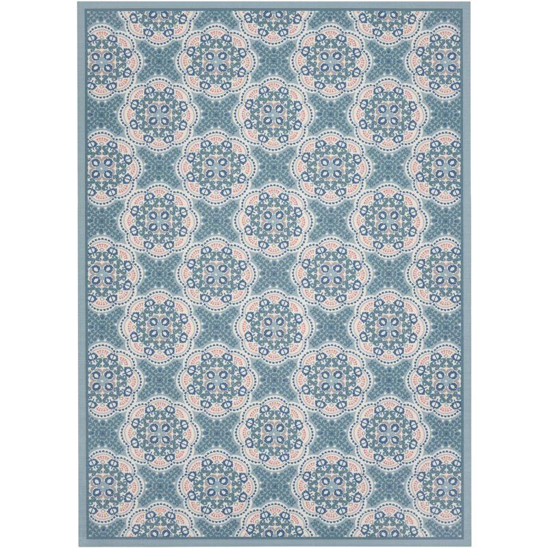Floral Blue Outdoor Area Rug