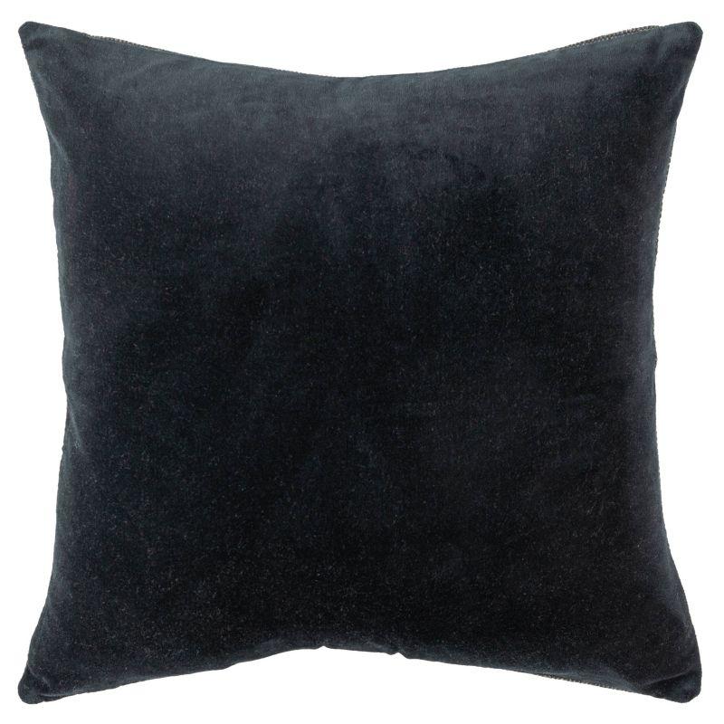 22"x22" Oversize Reversible Solid Square Throw Pillow Cover Black - Rizzy Home: Cotton Velvet, Zipper Closure, Indoor Use