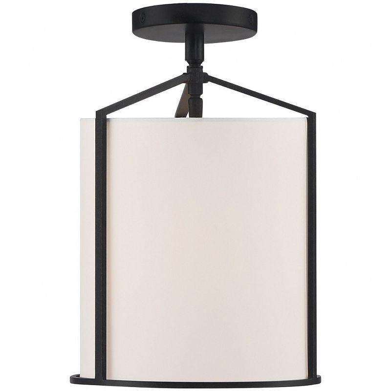 Carlyn Elegant Black Drum Pendant with Silk Shade