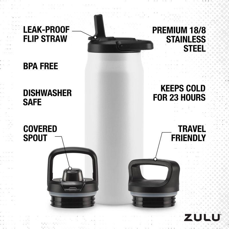 Zulu Base 32oz Stainless Steel Water Bottle - White