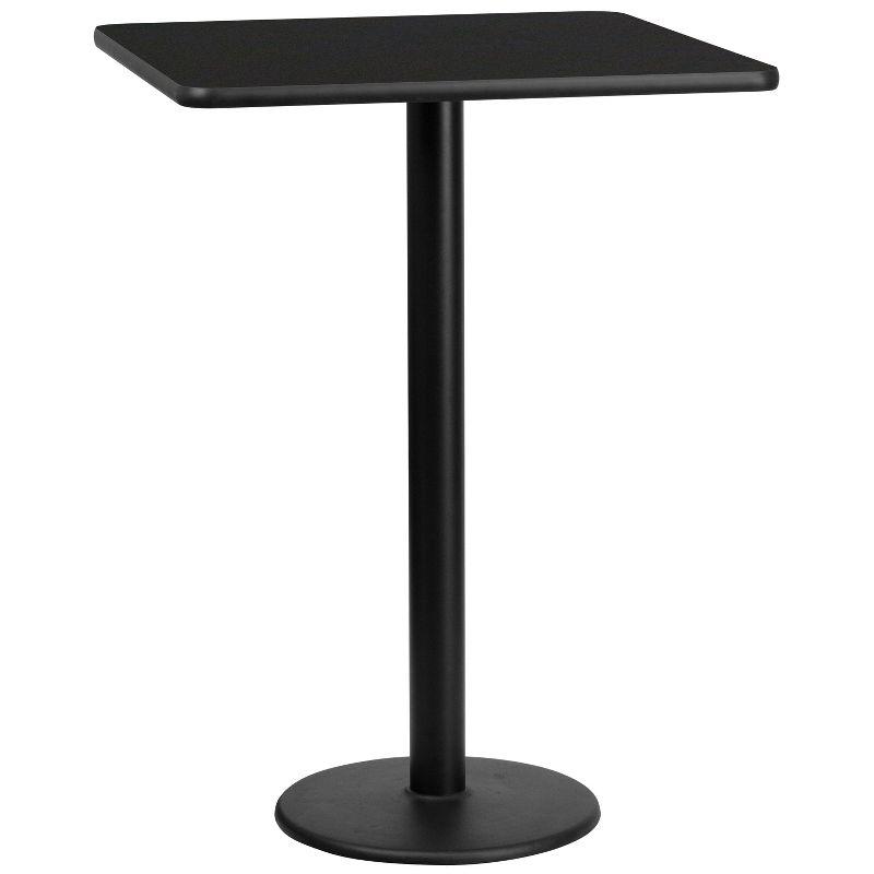 Modern 30'' Square Black Laminate Bar Height Table with Cast Iron Base