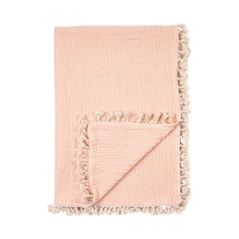 Crane Baby 6-Layer Muslin Baby Blanket with Tassel Edge