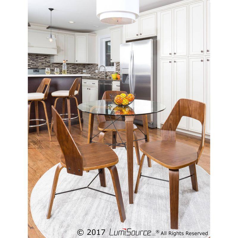 34" Trilogy Round Dining Table Walnut/Clear Glass - LumiSource: Mid-Century Modern Style, Seats 4