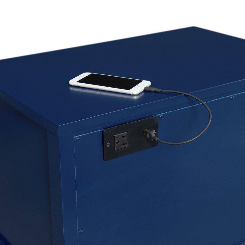 Brody Side Table Navy - Picket House Furnishings: Modern Accent, USB Port, Gold Hardware, Rubberwood & MDF