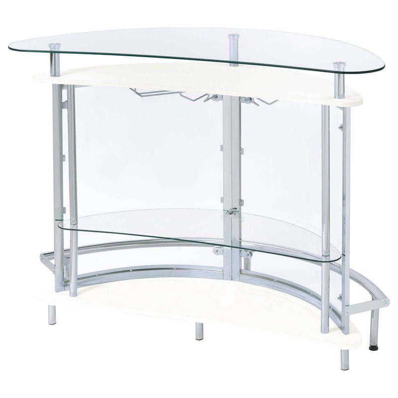Coaster Amarillo Modern 2 Tier Home Bar Cabinet White/Chrome
