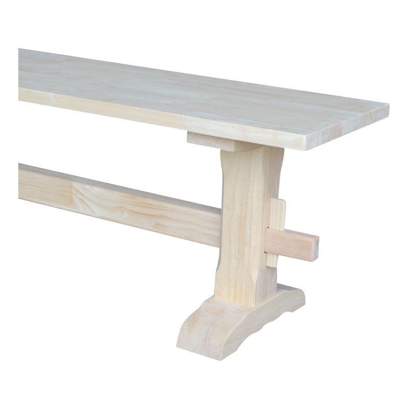 72" Trestle Bench Unfinished - International Concepts: Solid Wood, Parawood, Entryway, Living Room