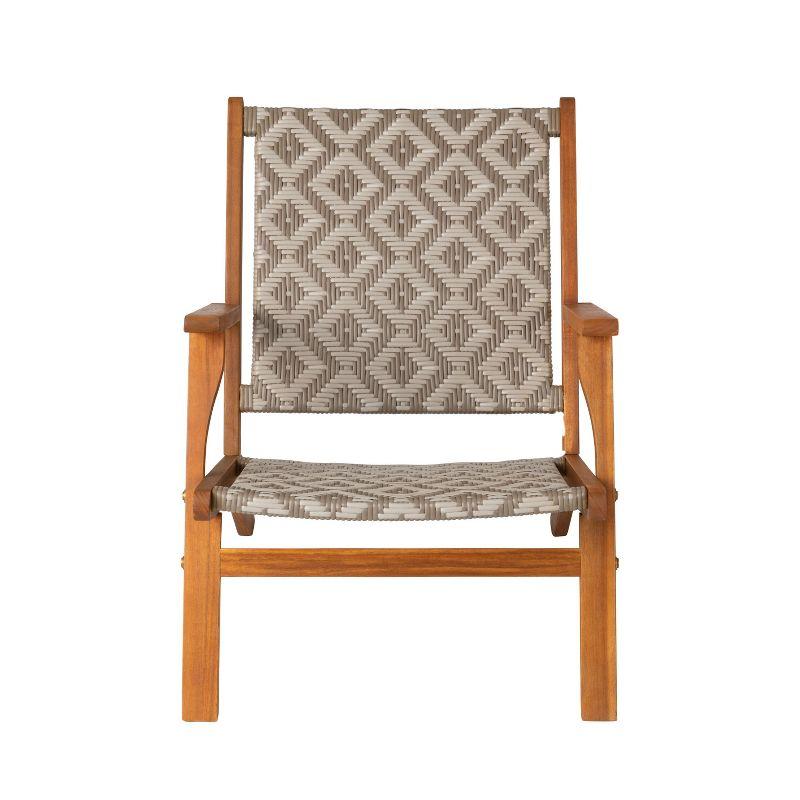 Balkene Home Patio Sense Vega Natural Stain Chair ,Acacia Wood Construction ,Woven Web Seat- Navy Blue Cording