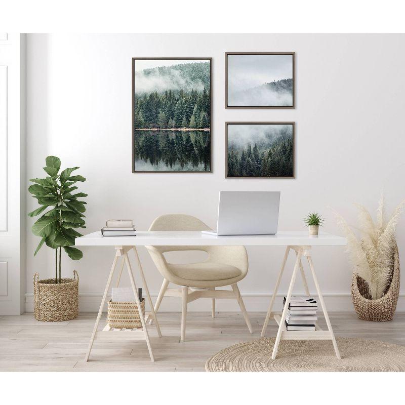 (Set of 3) Sylvie Evergreen Reflections in Fog Canvas Art Set by F2 Images - Kate & Laurel All Things Decor