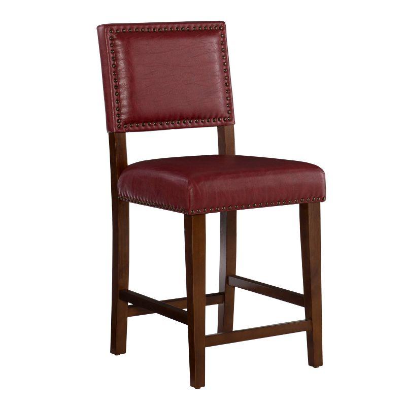 Walnut Finish 24" Brook Counter Stool with Red Vinyl Cushion