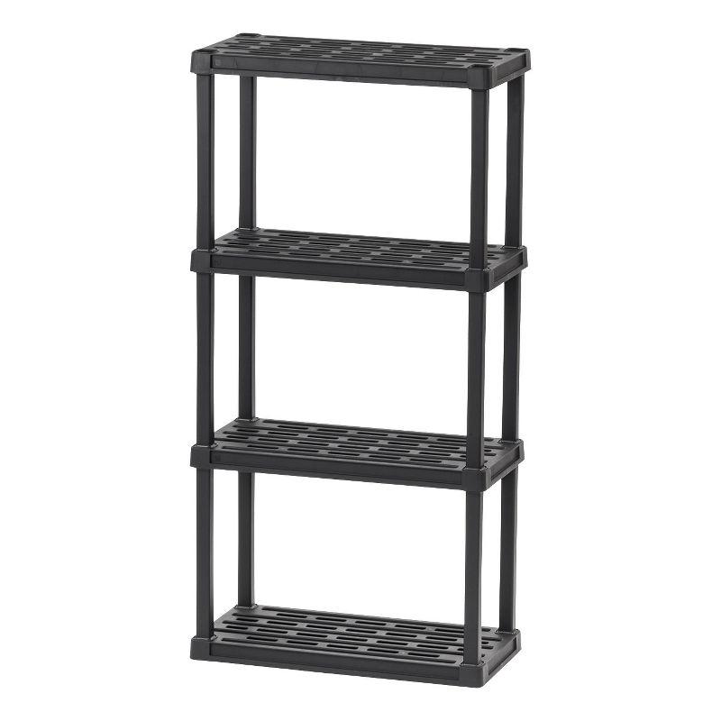 IRIS USA 4-Tier Shelving Unit, 48" Fixed Height, Medium Storage Organizer 24"W x 12"D x 48"H, Made with Recycled Materials, Black