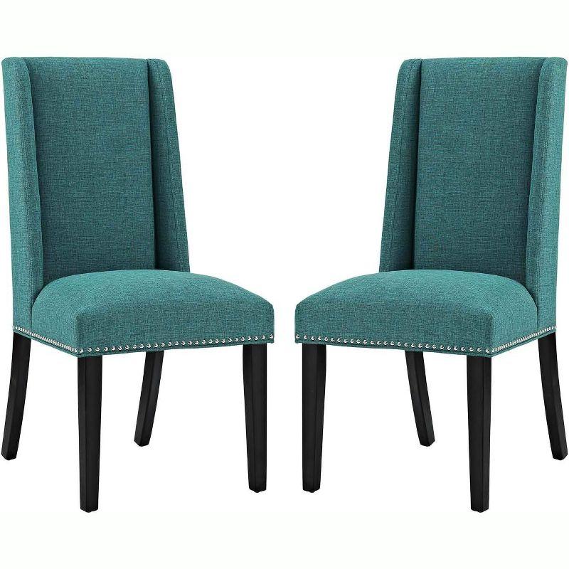 Modway Baron White Vinyl and Wood Frame Dining Chairs