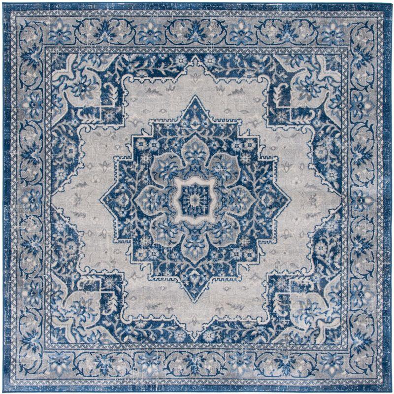 Brentwood BNT826 Power Loomed Indoor Area Rug - Blue/Ivory - 6'7"x6'7" - Safavieh