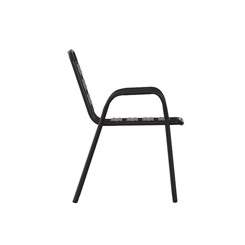 Flash Furniture Lila Commercial Black Metal Indoor-Outdoor Restaurant Stack Chair with Metal Triple Slat Back and Arms