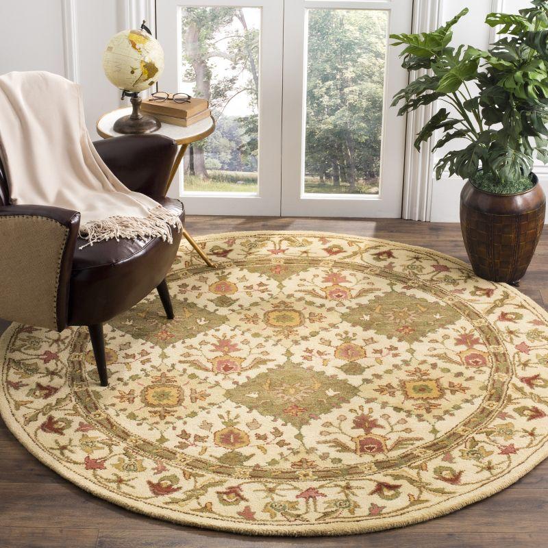 Antiquity AT57 Hand Tufted Indoor Area Rug - Beige - 3'6" Round - Safavieh