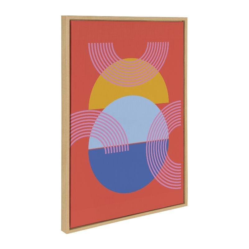 Kate and Laurel Sylvie Shapes and Arches in Red Framed Canvas by Apricot and Birch, 23x33, Natural