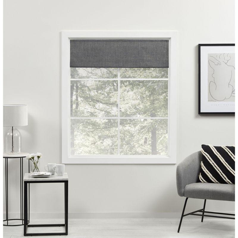 Gray Cordless Blackout Woven Fabric Roman Shade