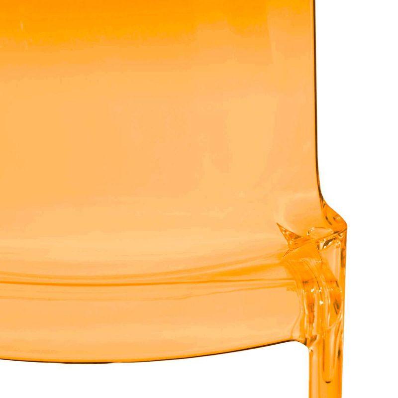 LeisureMod Murray Waterfall Edge Design Acrylic Dining Chair in Transparent Orange