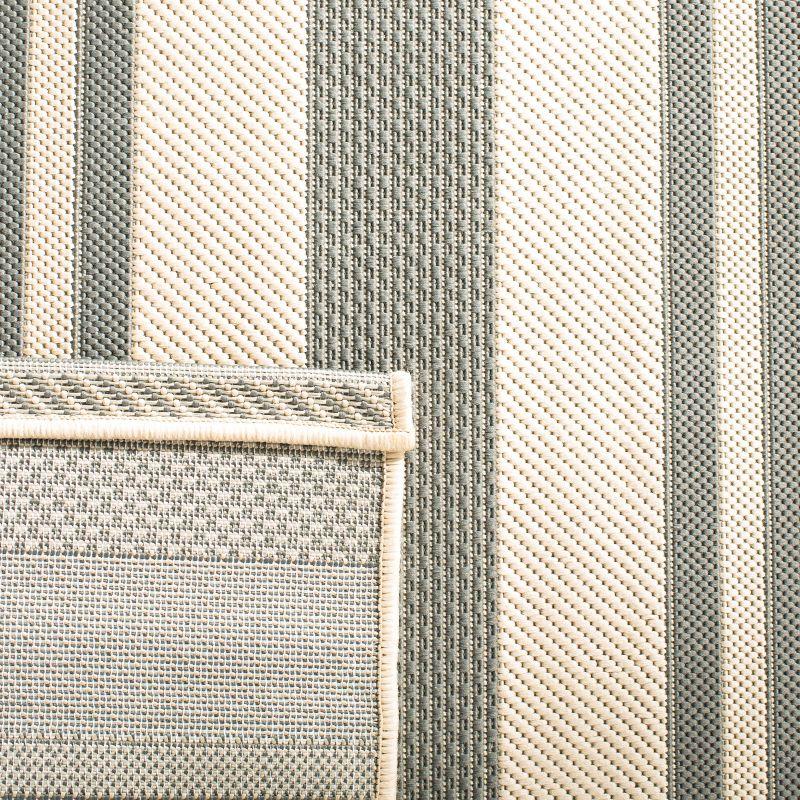 Elegant Striped Grey 5' x 7' Synthetic Easy-Care Area Rug