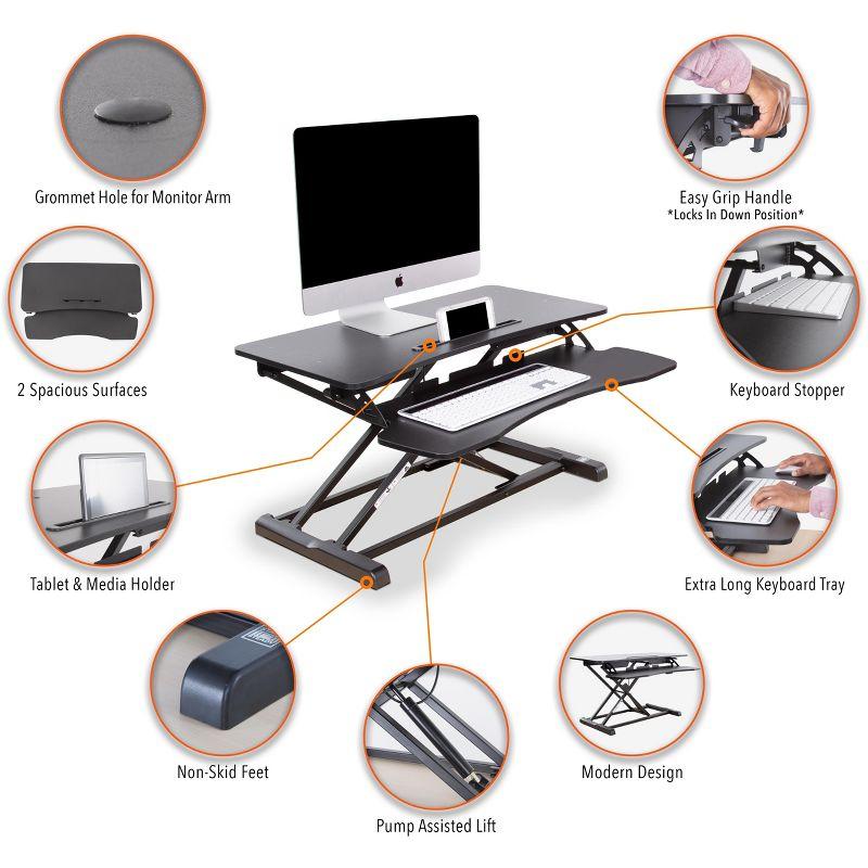 FlexPro Hero Standing Desk Converter - 32” Sit to Stand Desk with Keyboard Tray – Stand Steady