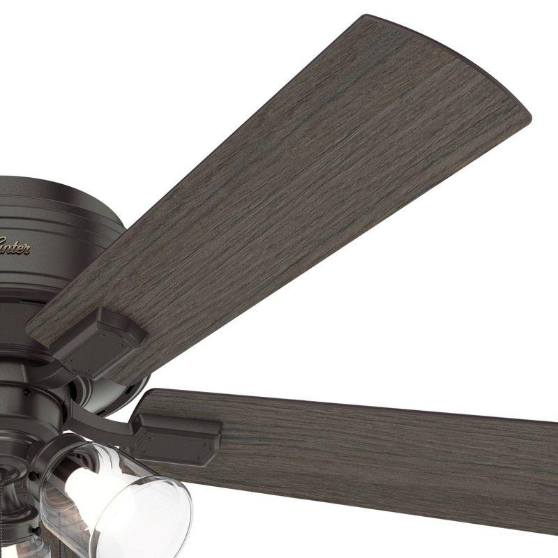 52" Crestfield 5 - Blade Flush Mount Ceiling Fan with Pull Chain and Light Kit Included