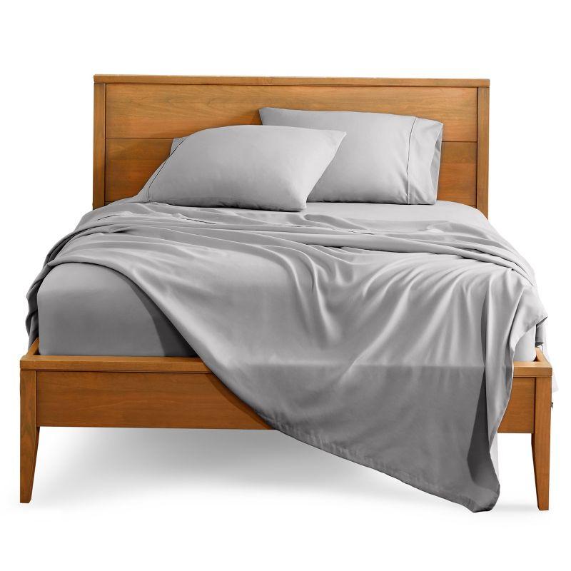 California King Light Grey 4 Piece Ultra-Soft Double Brushed Sheet Set by Bare Home