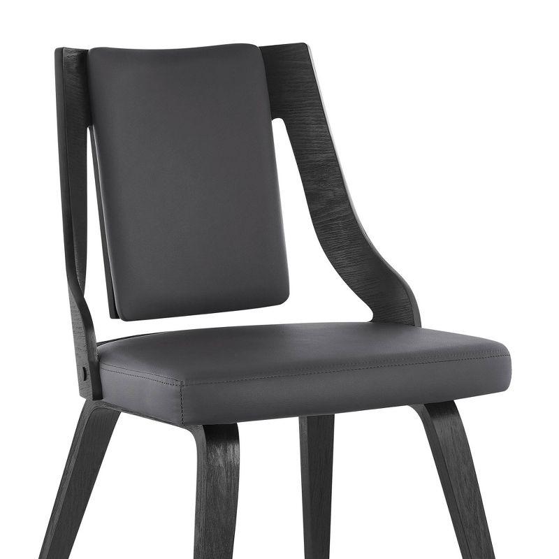 Set of 2 Aniston Faux Leather Wood Dining Chairs Gray/Black - Armen Living