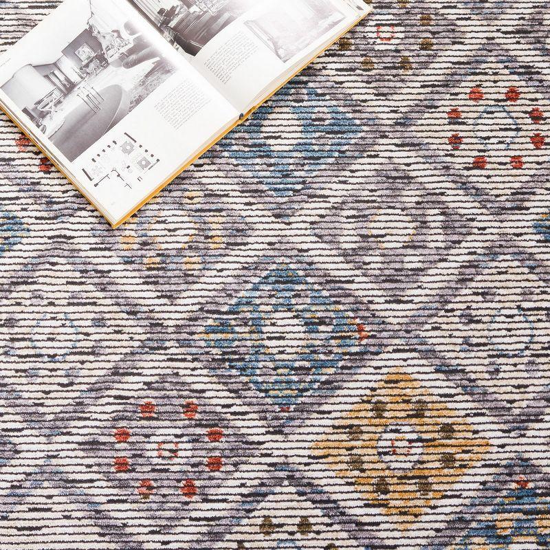 Sierra Ivory and Blue Hand-Knotted Wool Runner Rug