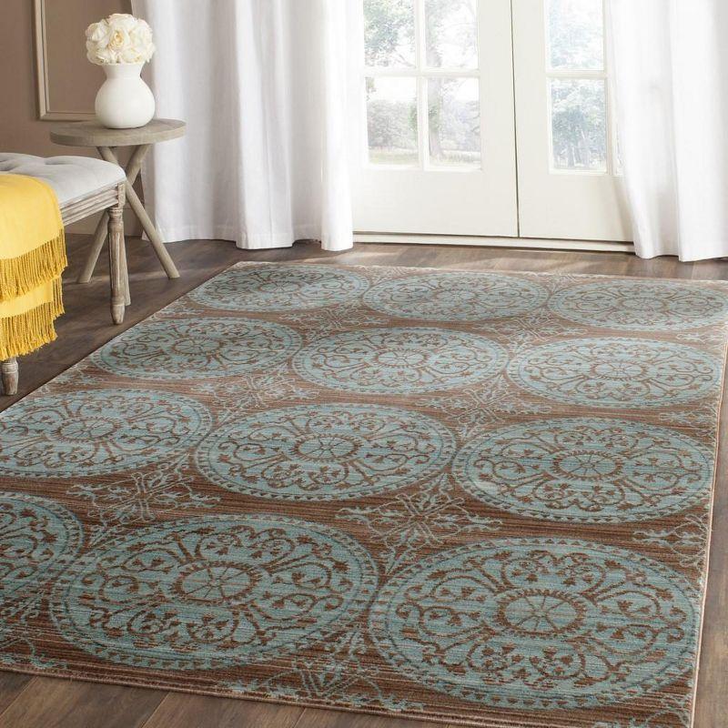 Valencia Brown and Blue 4' x 6' Synthetic Reversible Area Rug