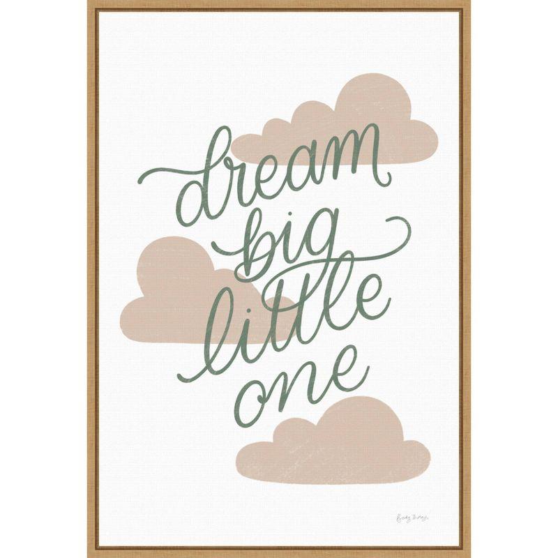 Dream Big Little One Beige and Green Canvas Nursery Print