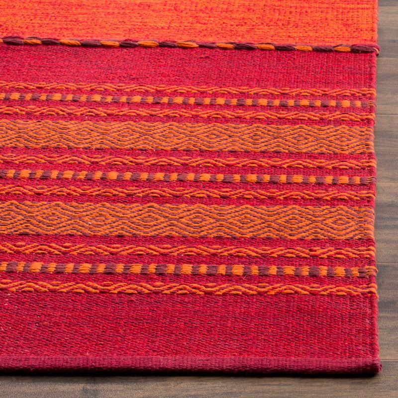 Handwoven Coastal Charm Orange Stripe Cotton Square Rug - 6' x 6'