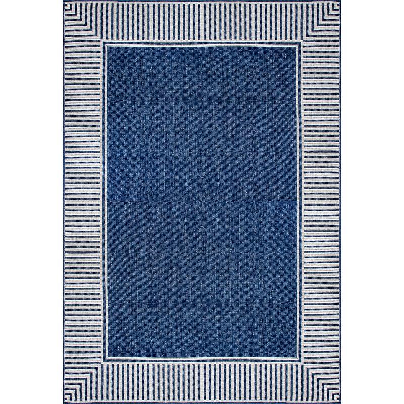 nuLOOM 8' Square Outdoor Area Rug, Stain Resistant, Weather Resistant, High Traffic, Patio, Balcony, Outside, Living Room, Dining Room, Asha Navy