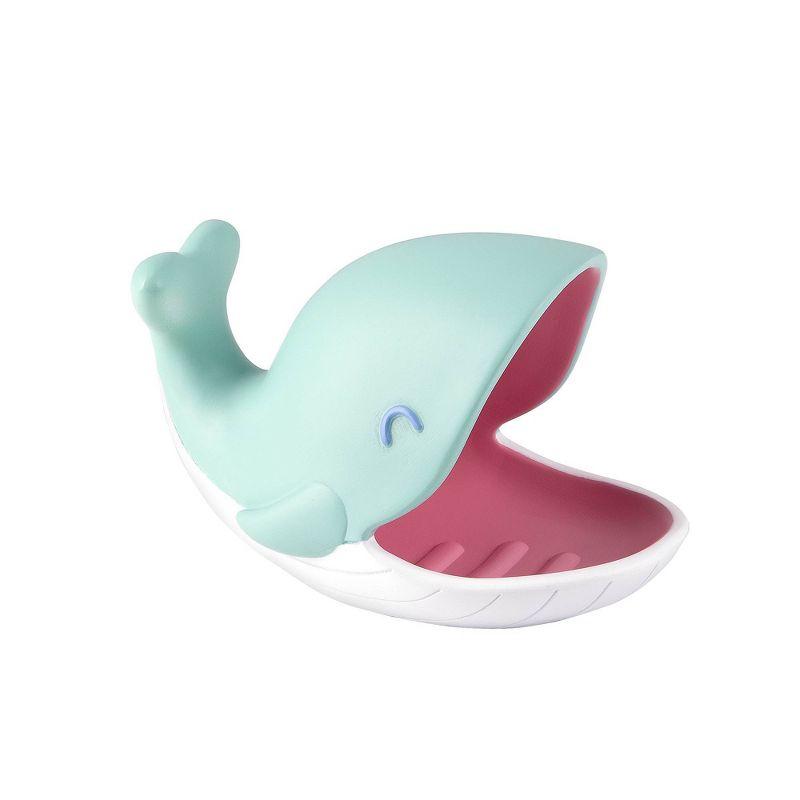 Whale Shaped Blue and Pink Plastic Kids' Soap Dish