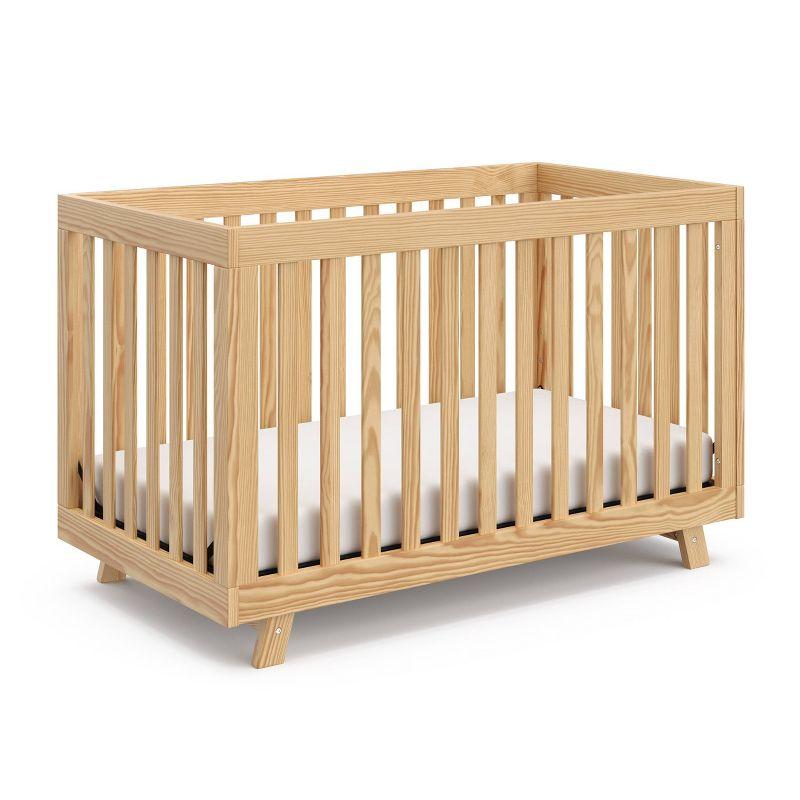 Natural Wood 3-in-1 Convertible Crib with Adjustable Mattress Base