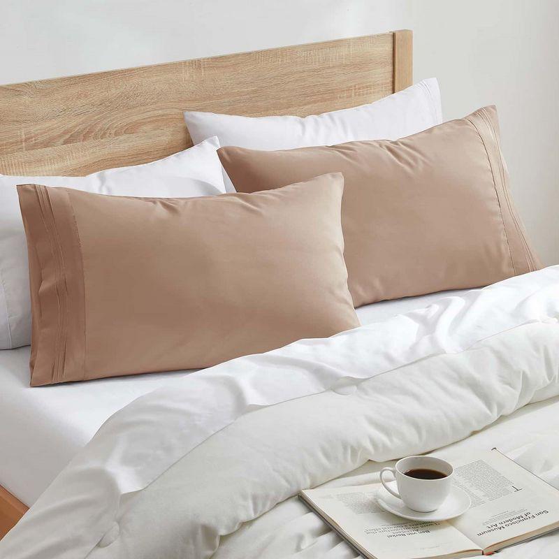 King Size Taupe Sand Microfiber Pillowcases Set of 2