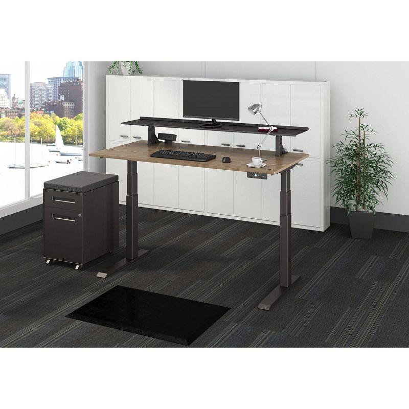 Black Adjustable Height Steel Monitor Stand Desk Shelf