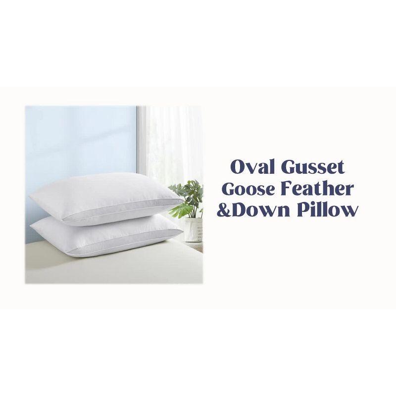 Peace Nest White Goose Down Feather Bed Pillows 2 Pack, White Classic, King