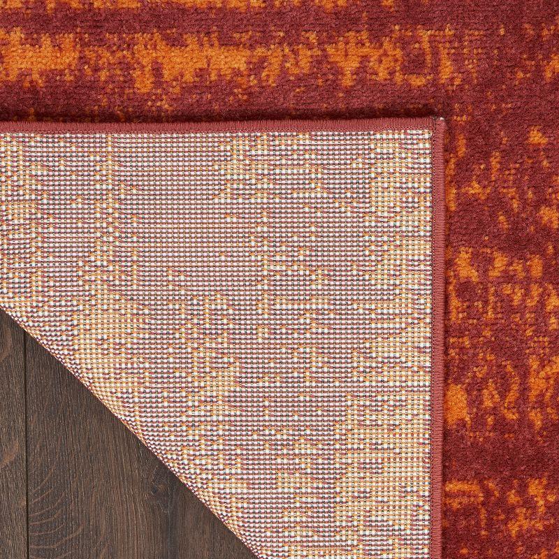 Nourison Essentials Abstract Low Pile Indoor Outdoor Area Rug 5' x 7' Red