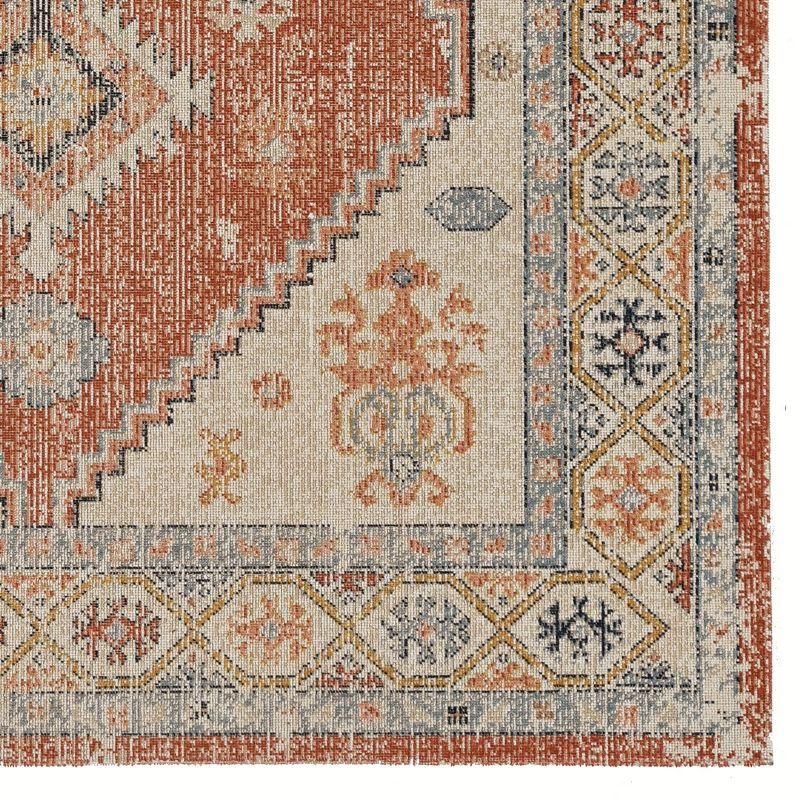 Ivory and Rust Flat Woven Chenille Rug 3' x 5'