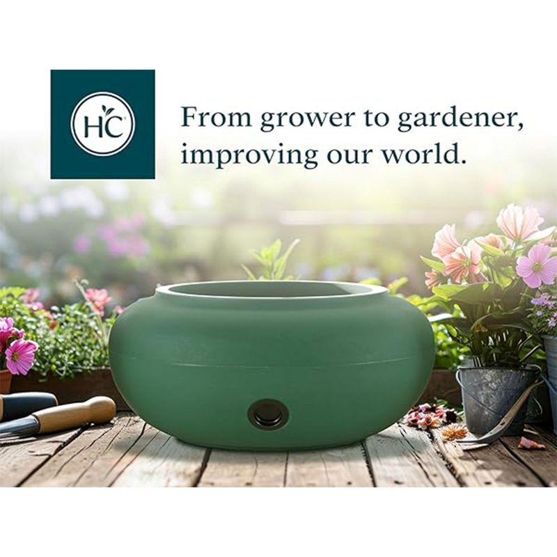 HC Companies Versatile 21 Inch Round Natural Decorative Plastic Outdoor Garden Hose Storage Pot with Side Hole for Faucet Connection