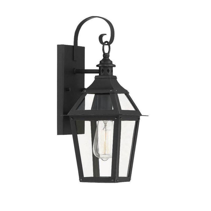 Savoy House Jackson 1-Light Outdoor Wall Lantern in Matte Black with Gold Highlights