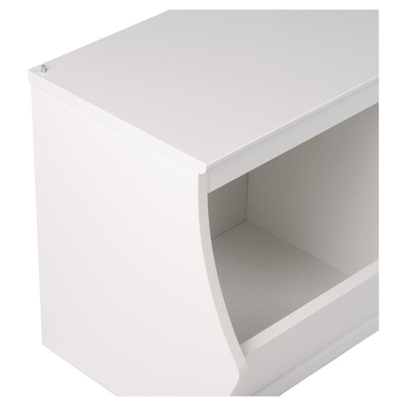 White Wooden Kids Storage Cubby with 4 Bins