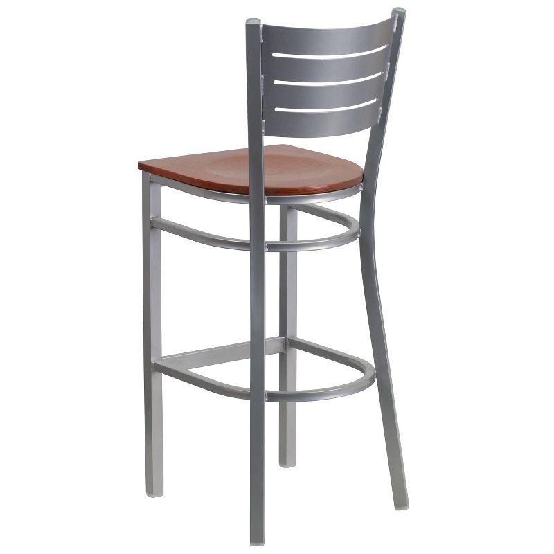 Flash Furniture Silver Slat Back Metal Restaurant Barstool