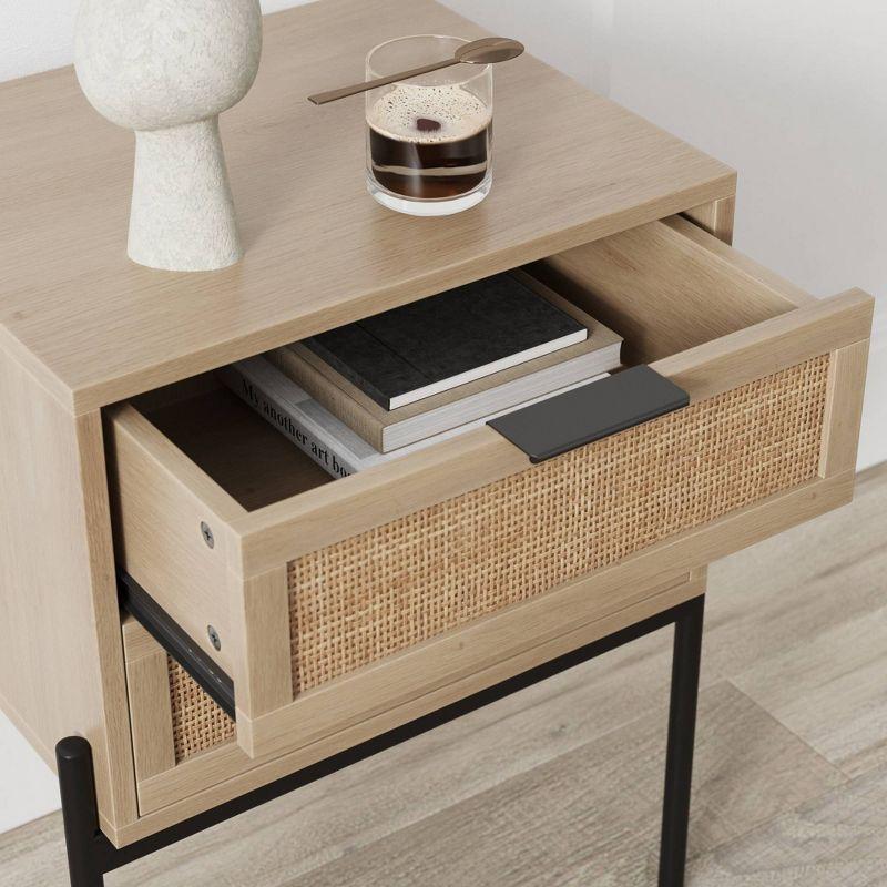 Nathan James Set of 2 Andrew Rattan Nightstand Light Oak