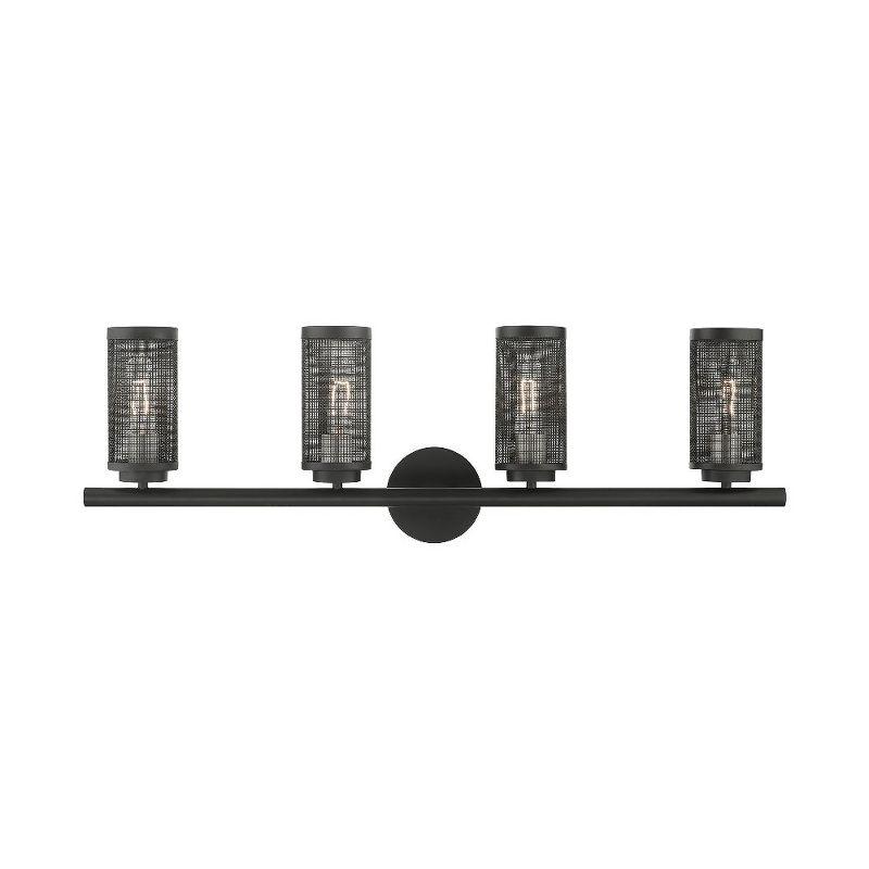 Industro Sleek 4-Light Black and Brushed Nickel Outdoor Vanity Sconce