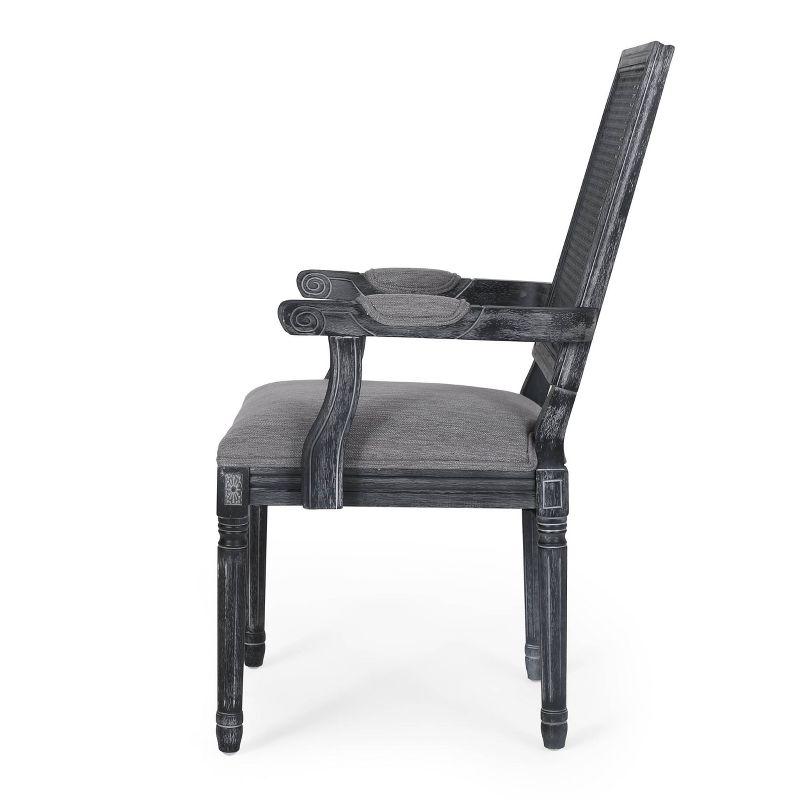 Set of 2 Maria French Country Wood and Cane Upholstered Dining Chairs Gray - Christopher Knight Home